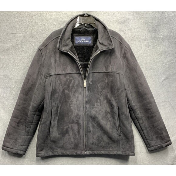 Dockers Men’s Faux Suede Full Zip Jacket Black Size XL - Picture 1 of 12